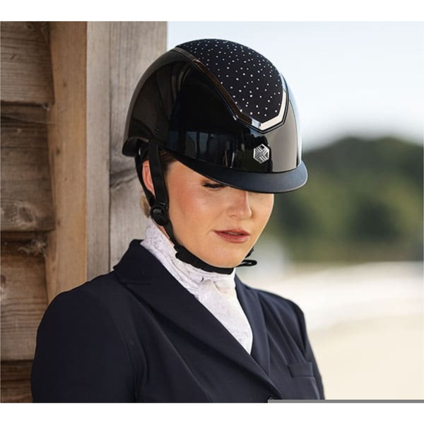 2024 Charles Owen Kylo Cristal Estándar Pico Casco De Equitación KYLOC - Black Gloss / Cromo